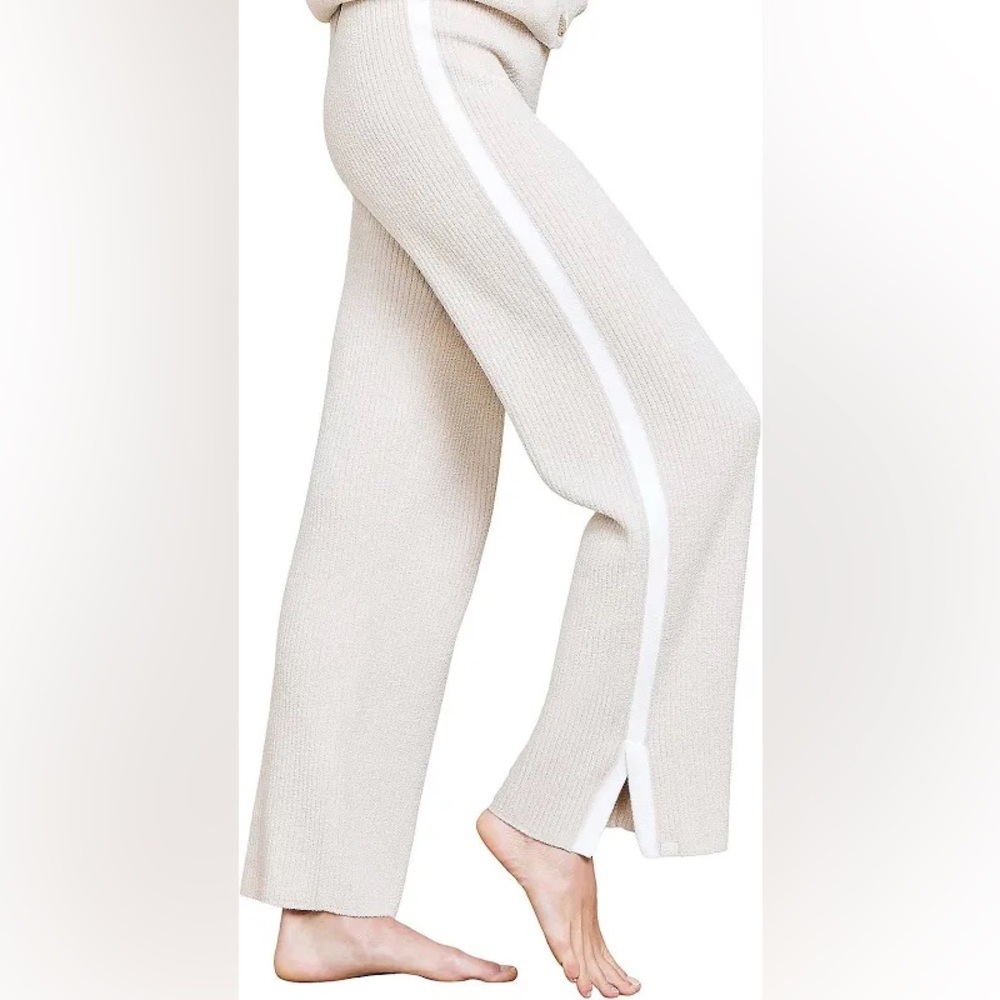 Barefoot Dreams Women's Cozychic Ultra Lite Contrast Ribbed Slit Pants - Picture 3 of 5